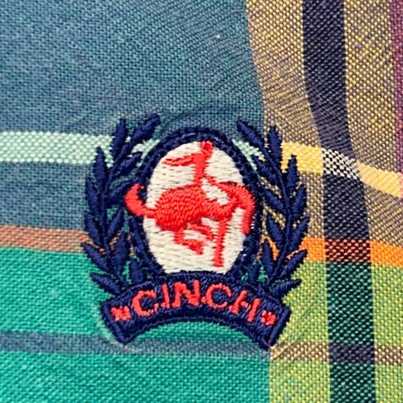 Cinch Vintage Shirt Mens Large Short Sleeve Button Down Pastel Plaid y2k - Picture 4 of 12